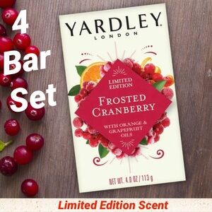 Yardley London Limited Edition Soap Frosted Cranberry NEW 4 Bars Bundle Pack Red